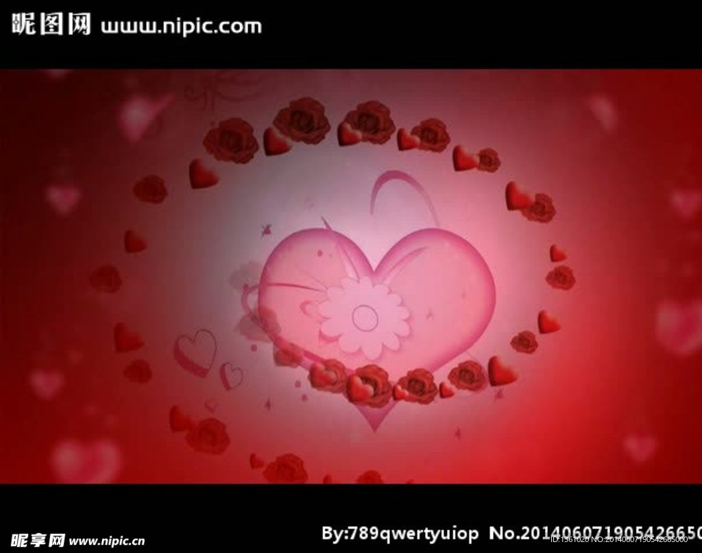 爱心玫瑰花旋转视频素