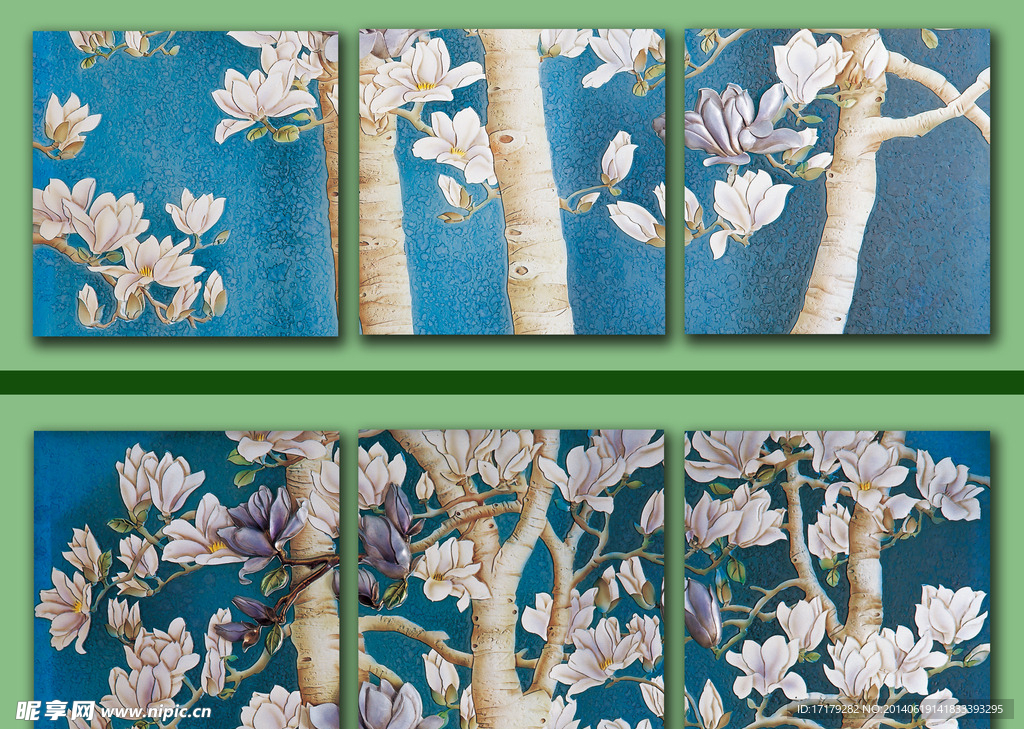 玉兰花三联画