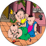 古代童子彩色画