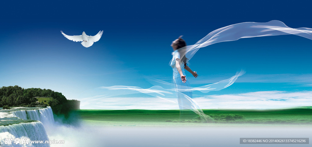 柔美浪漫山水美女海报