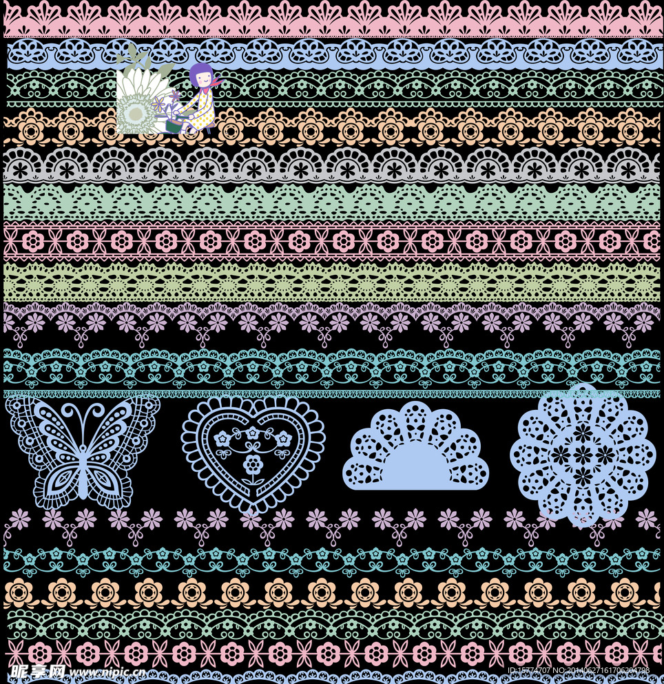 PSD分层蕾丝花边 花纹