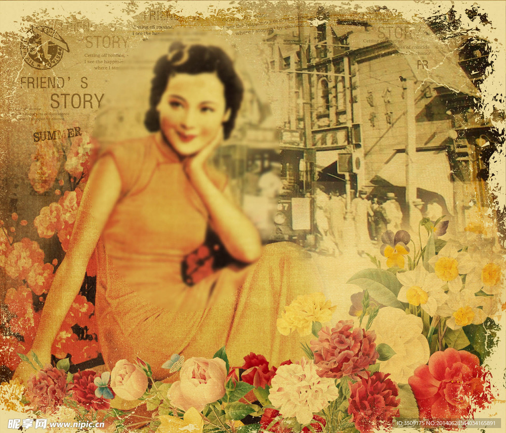 旧上海风情无框画