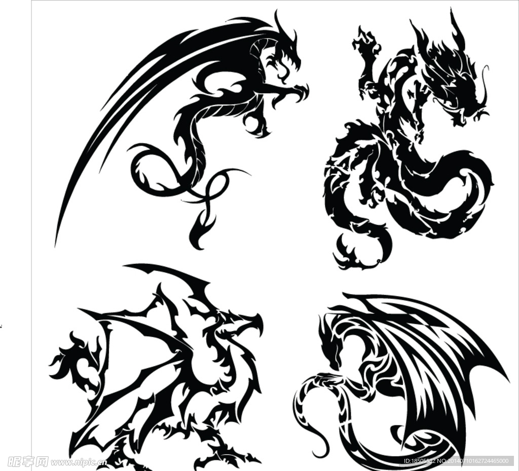 黑色青龙蛟龙麒麟图腾