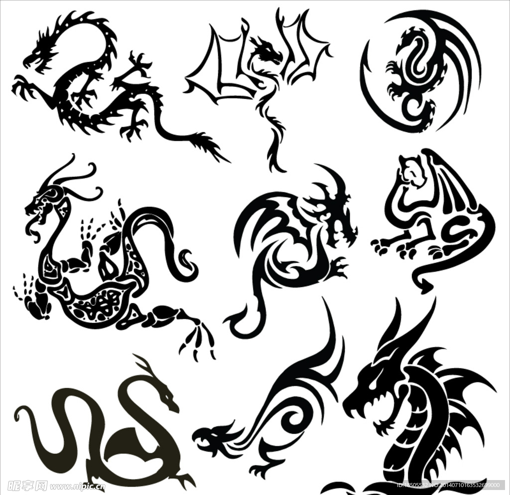 黑色古蛟龙苍龙符文图