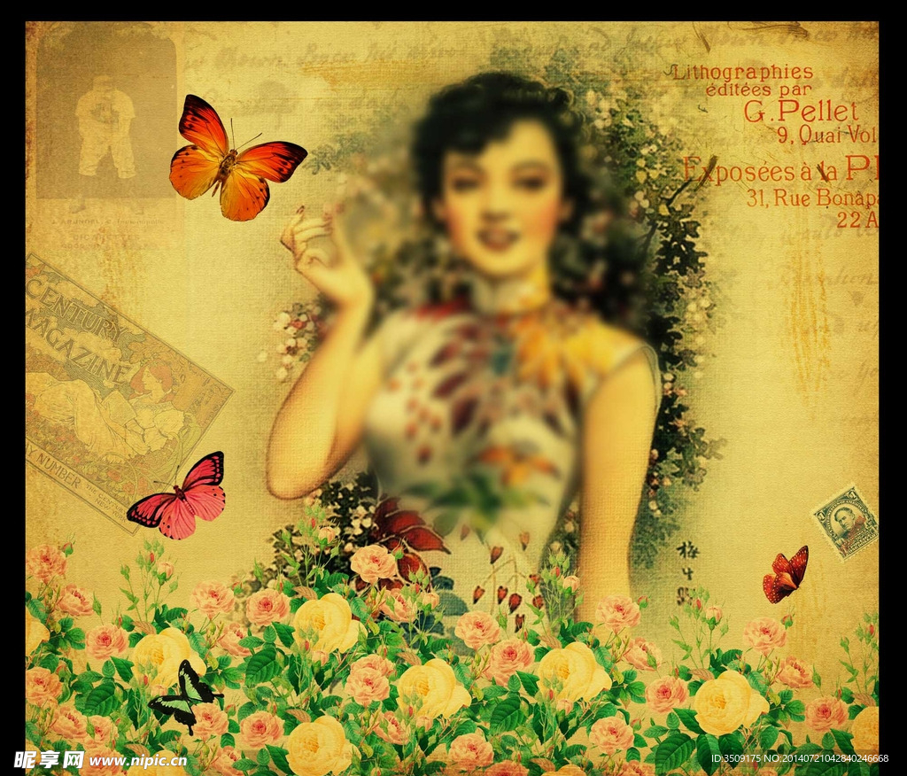 旧上海风情无框画图片