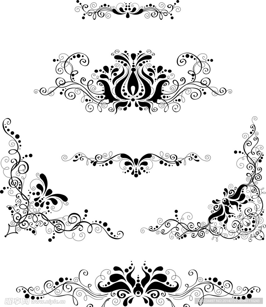 欧式黑白图案花纹