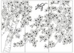 艺术玻璃玉兰鸟纯线图