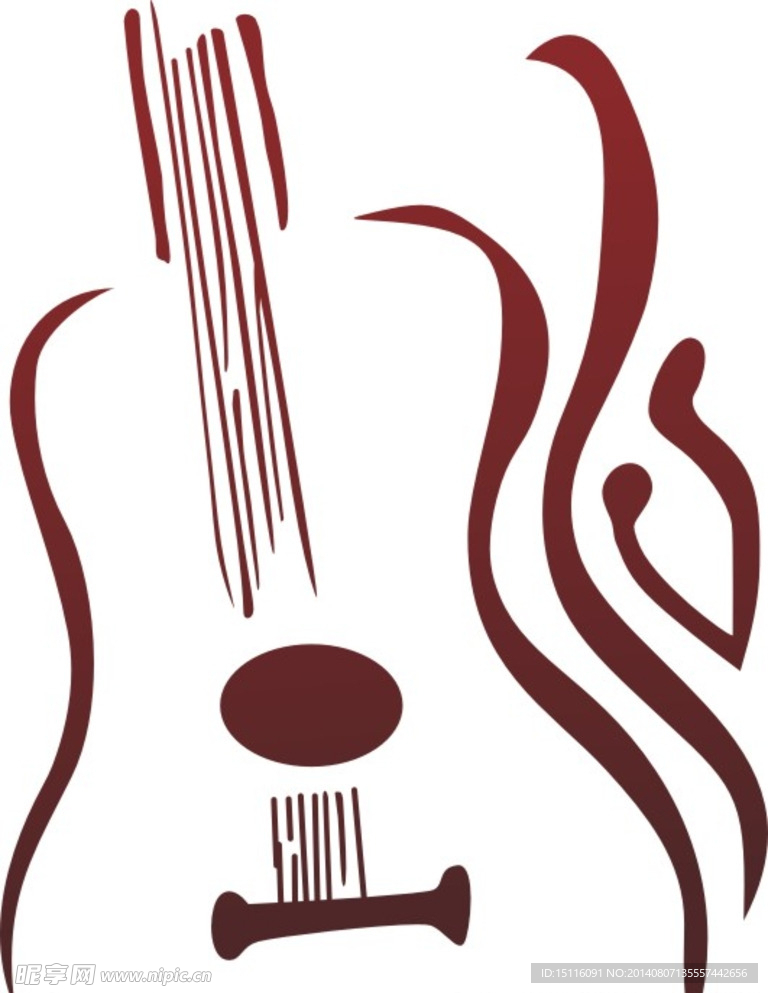 吉他线条矢量图