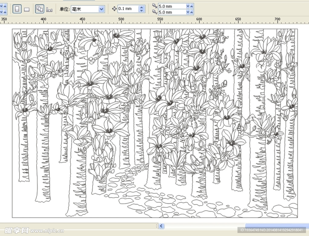 艺术玻璃玉兰花纯线图