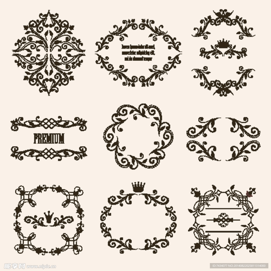 矢量欧式花纹边框