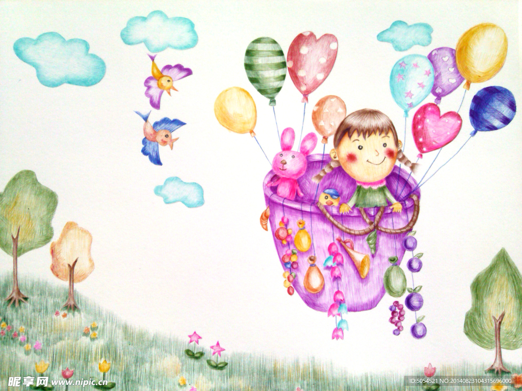 圆珠笔手绘 卡通女孩