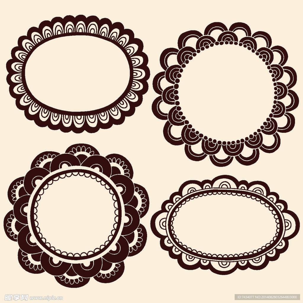 矢量手绘花纹边框