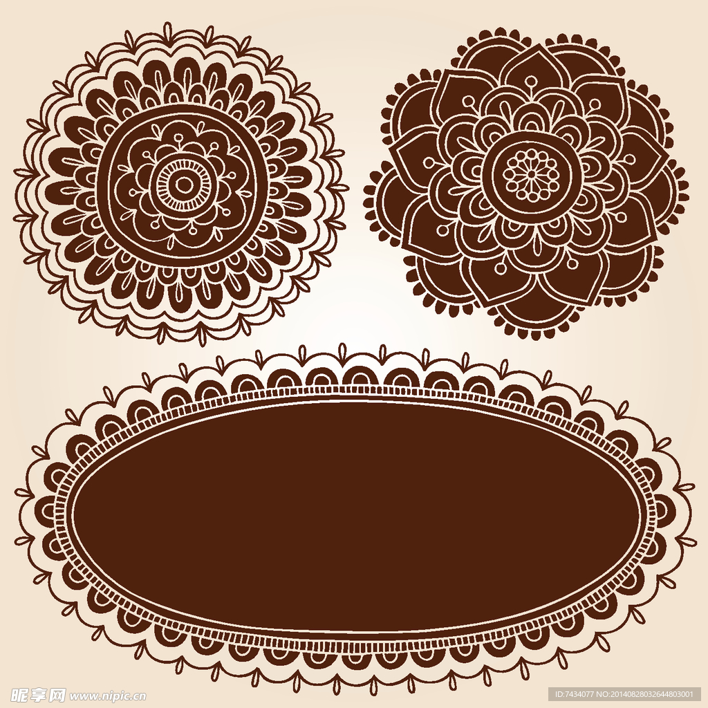 矢量手绘花纹边框