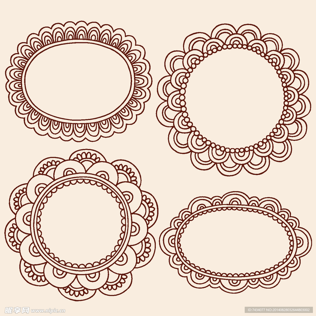 矢量手绘花纹边框