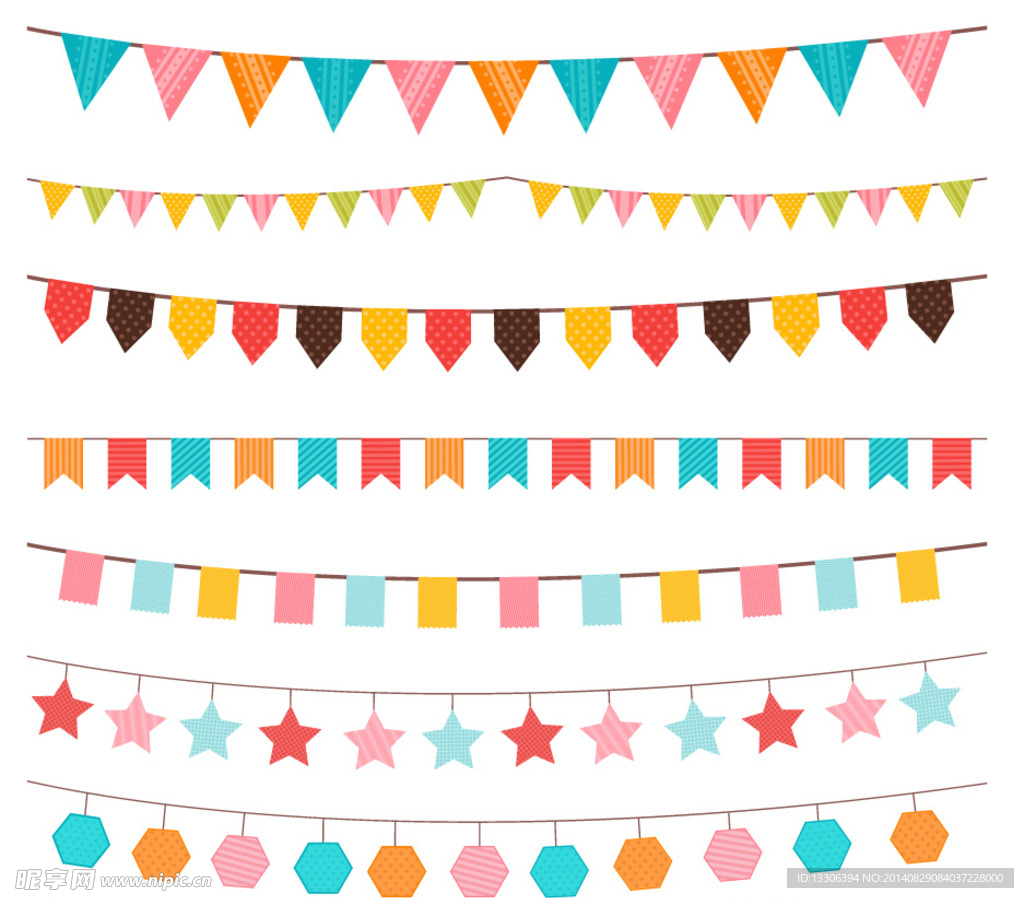 装饰素材矢量三角串旗