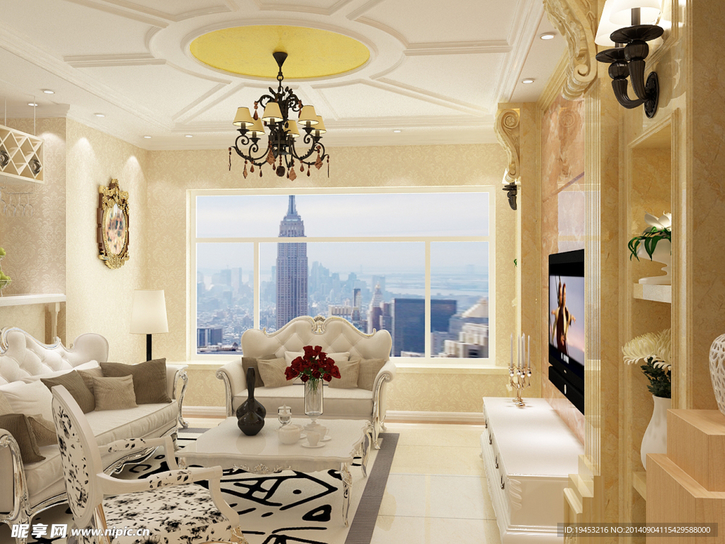 简欧效果图 客厅