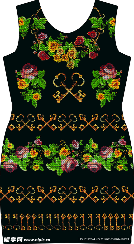 绿叶红花 钥匙图片印