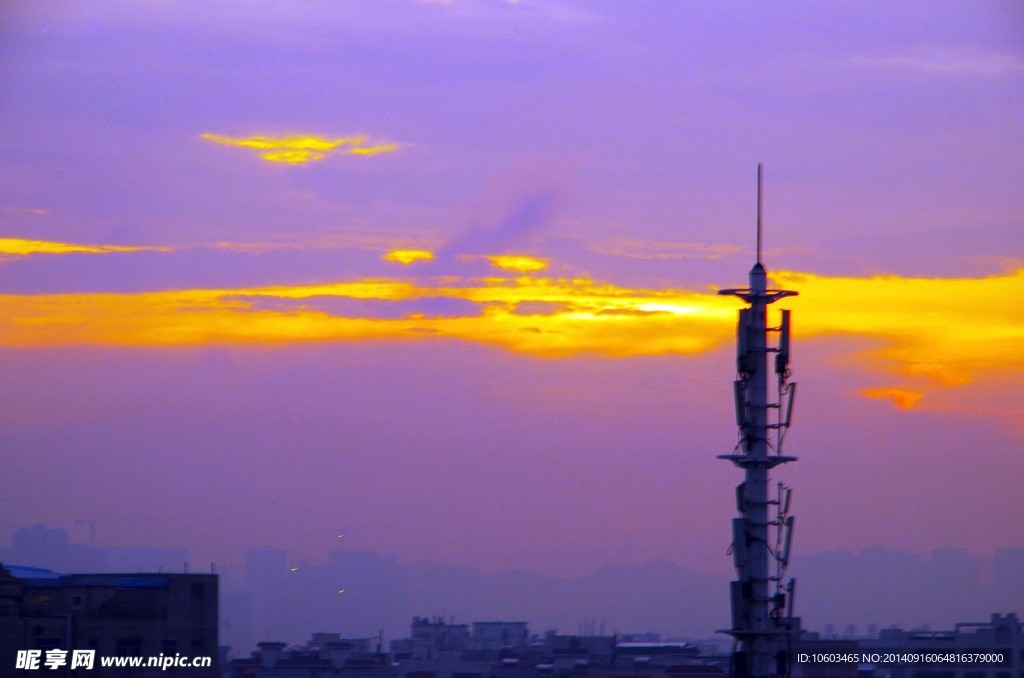 城市晚霞天文景观