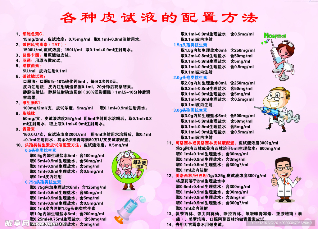 各种皮试液的配置方法