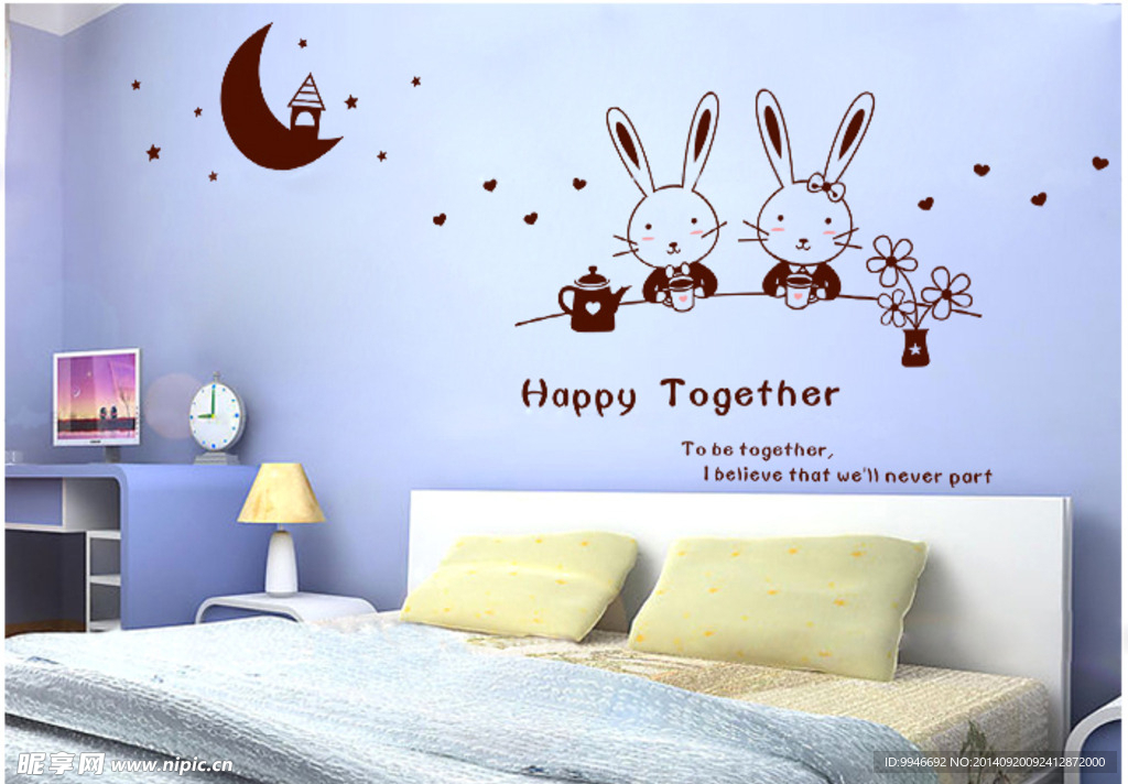 小兔子儿童房图案