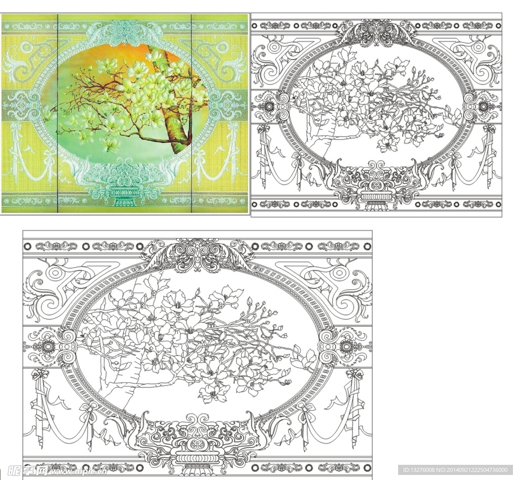 欧式背景玉兰花