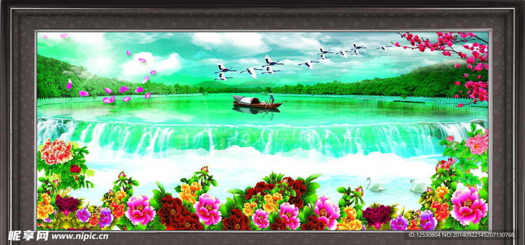 流水生财中国风国画