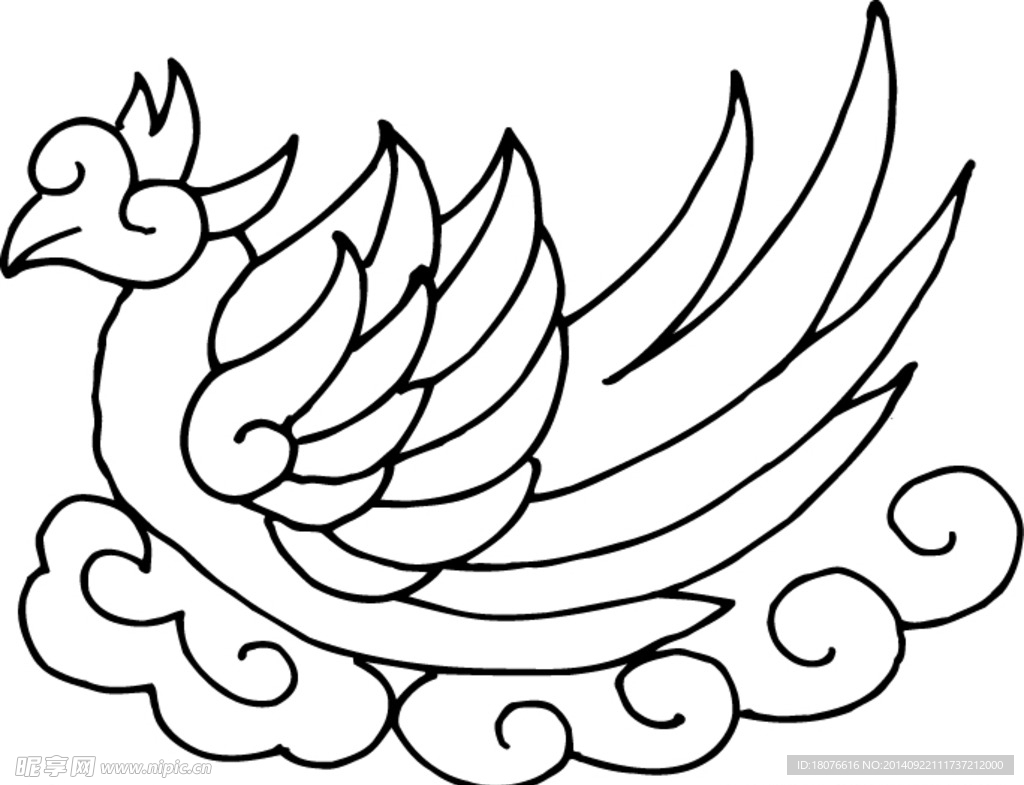 凤凰 鸟 飞鸟 矢量线