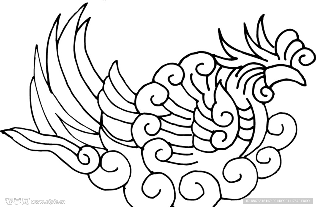 凤凰 鸟 飞鸟 矢量线