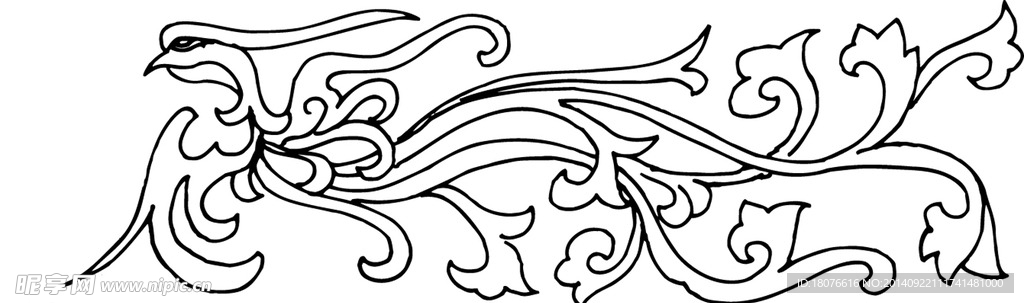 凤凰 鸟 飞鸟 矢量线
