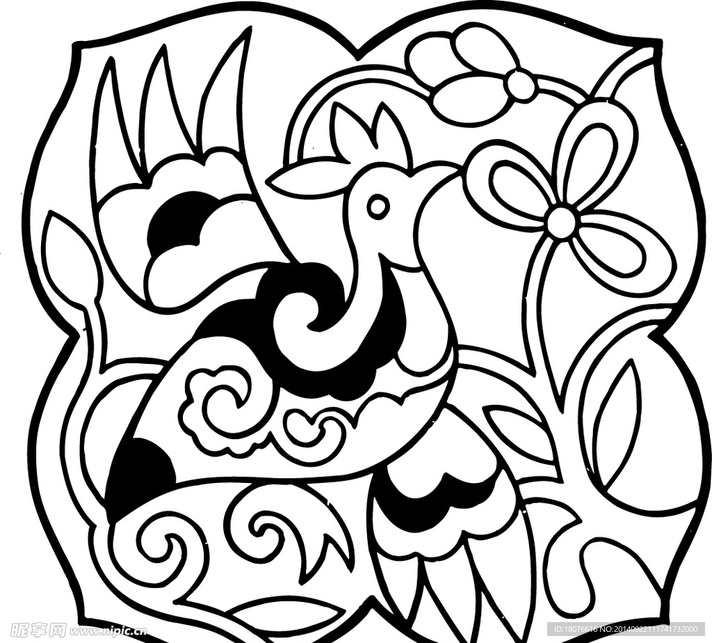 凤凰 鸟 飞鸟 矢量线