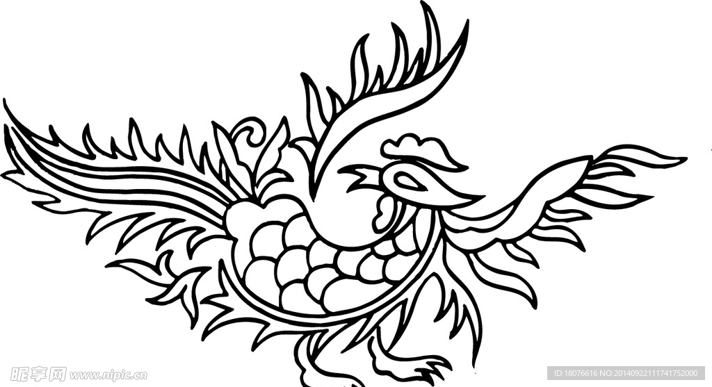 凤凰 鸟 飞鸟 矢量线