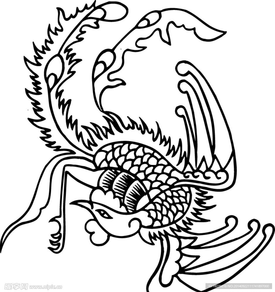 凤凰 鸟 飞鸟 矢量线