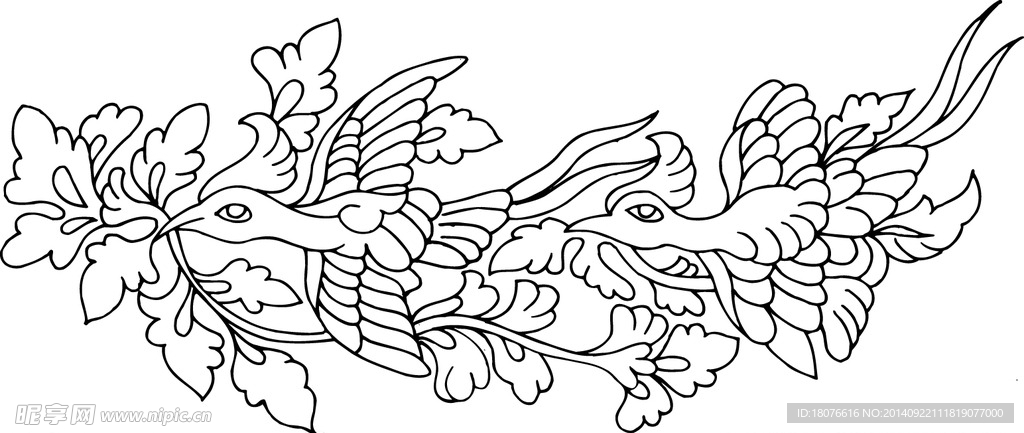 凤凰 鸟 飞鸟 矢量线