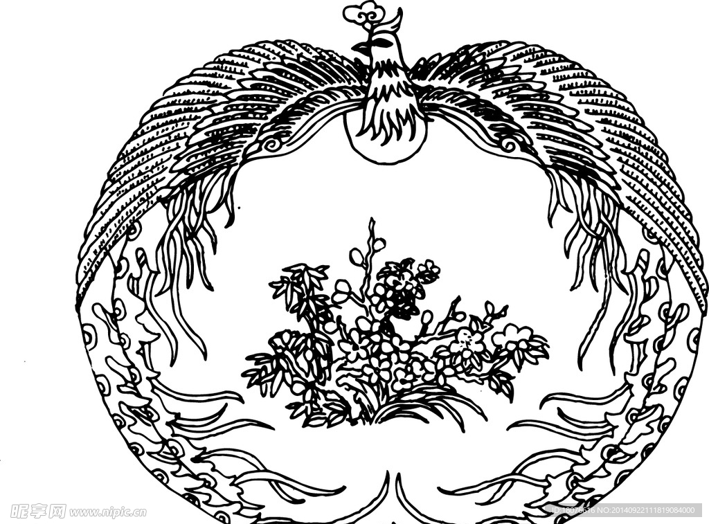 凤凰 鸟 飞鸟 矢量线