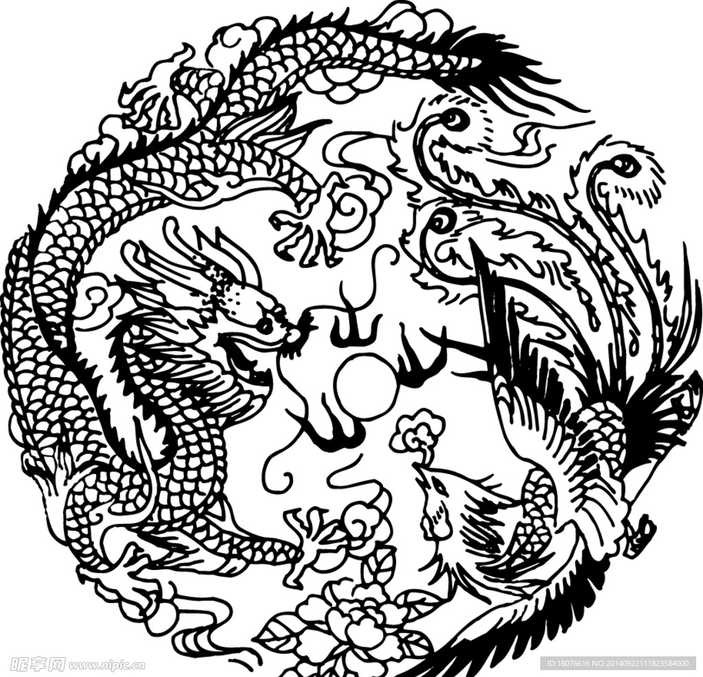 鸟 飞鸟 凤凰 矢量线