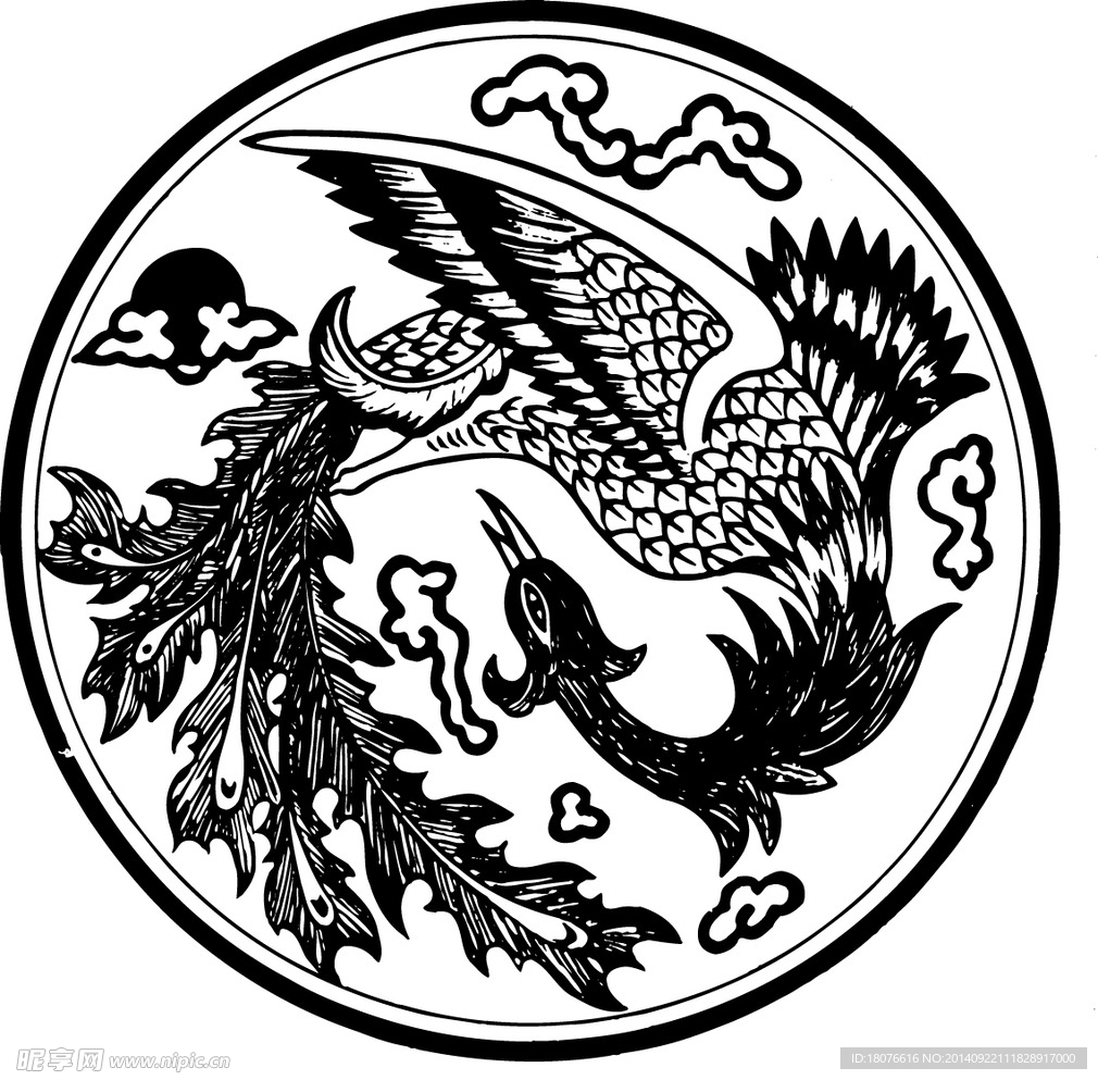 鸟 飞鸟 凤凰 矢量线