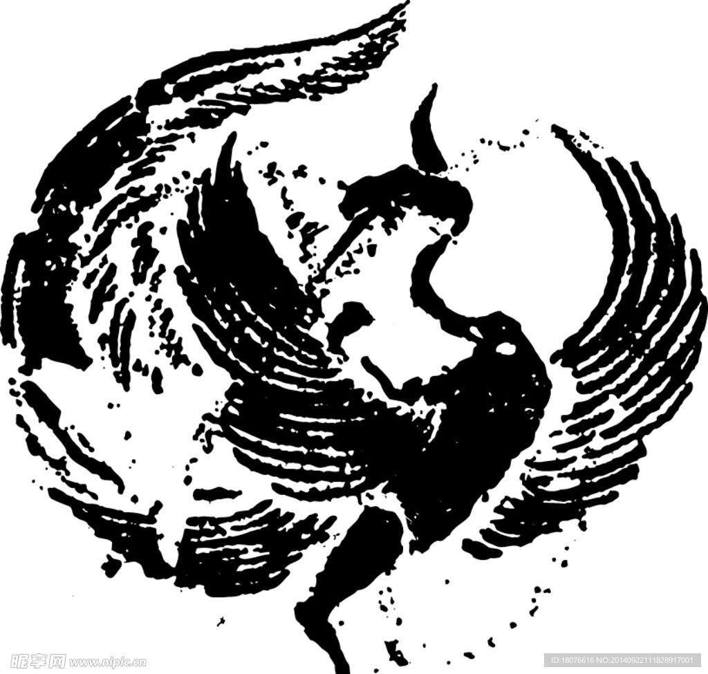 鸟 飞鸟 凤凰 矢量线