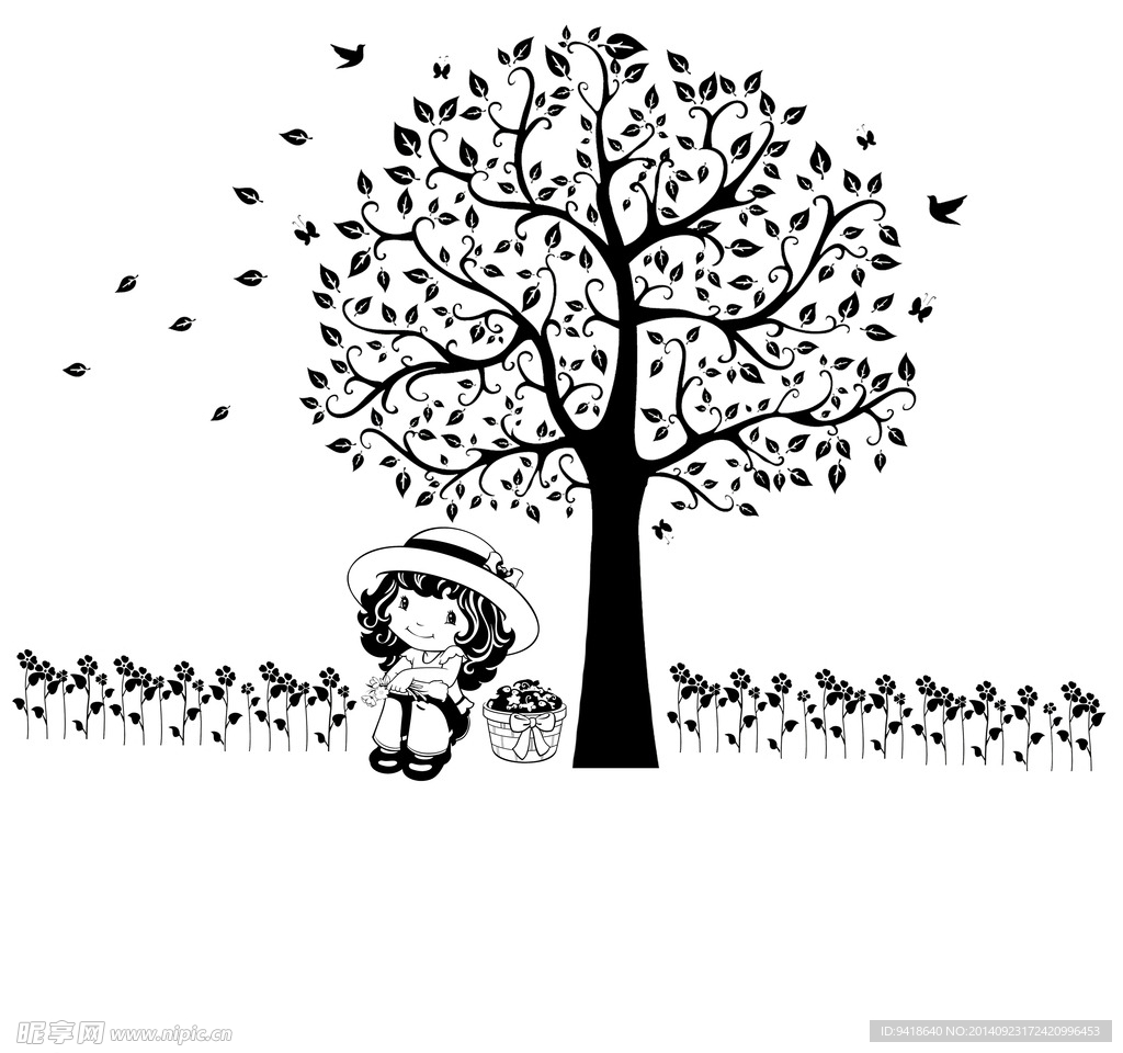 硅藻泥用图 树子 卡通