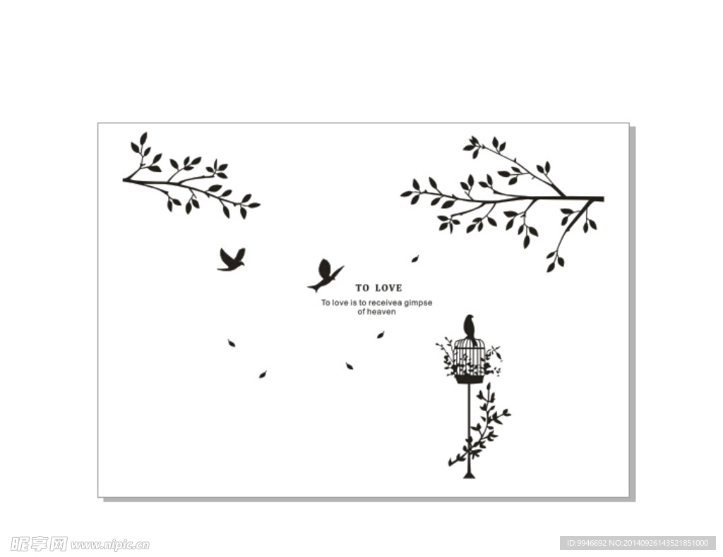 树枝小鸟背景墙