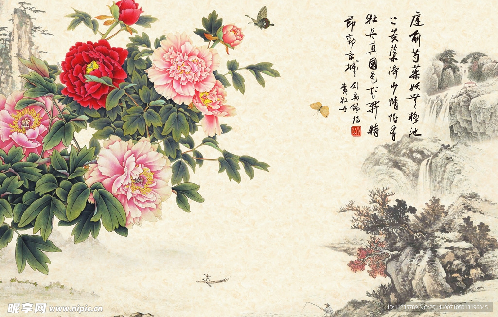 国色天香背景墙