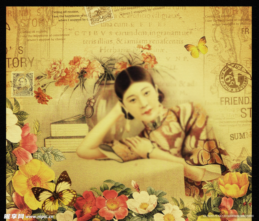 旧上海风情无框画