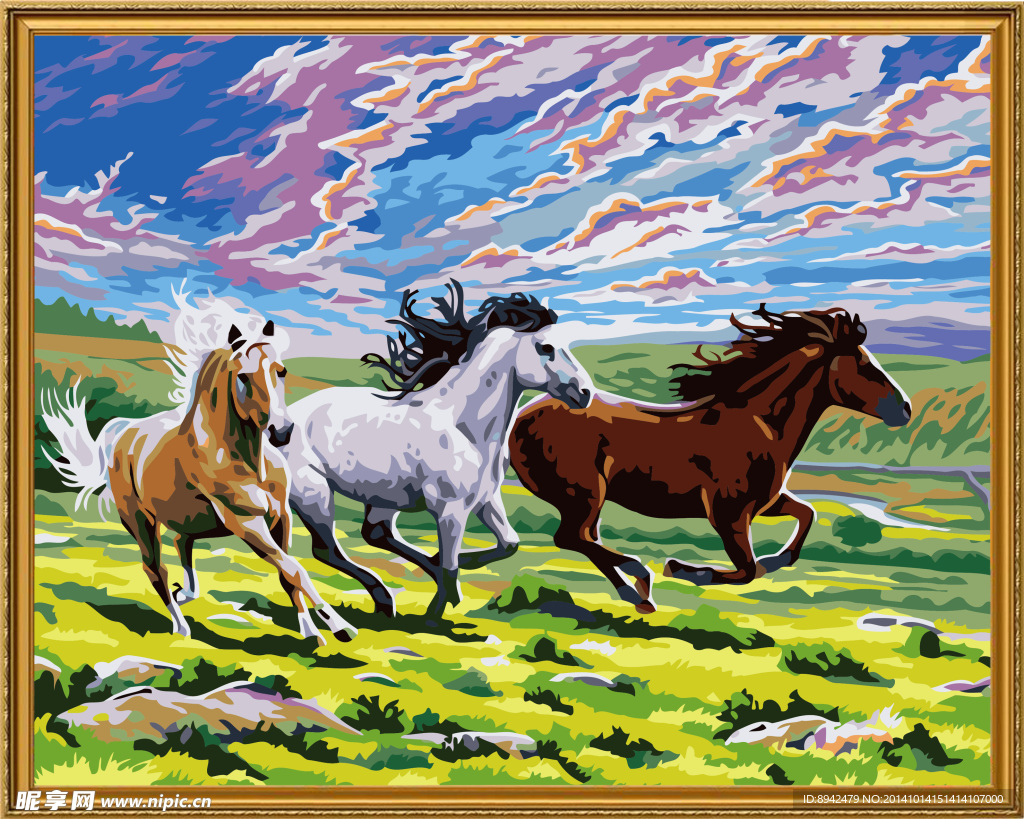 奔马 数字油画
