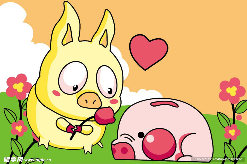 可爱小猪 数字油画