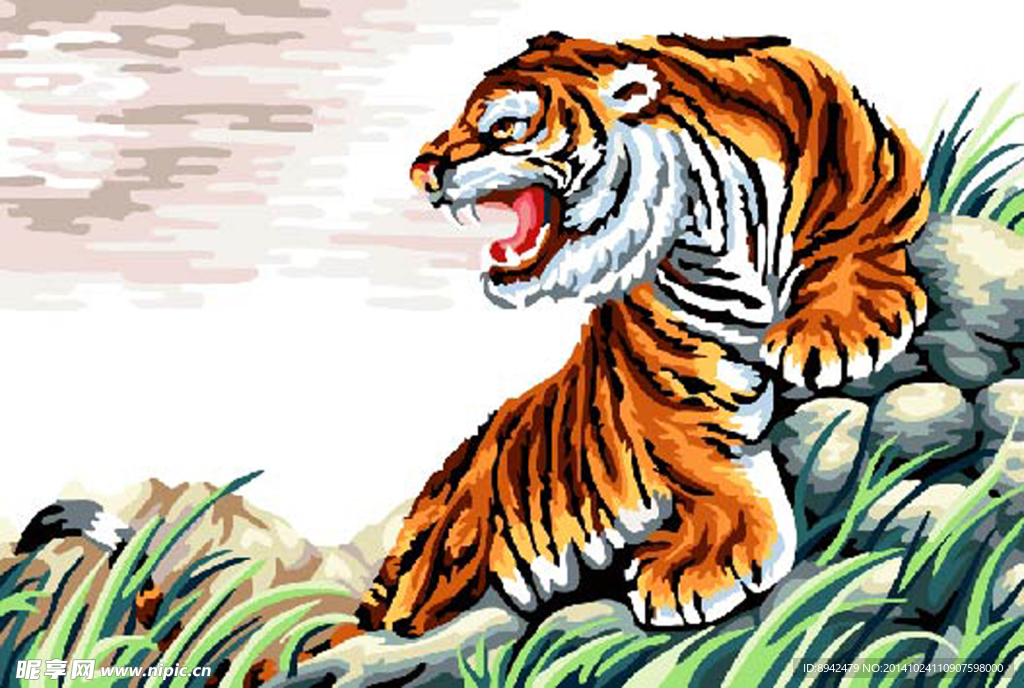 猛虎 数字油画