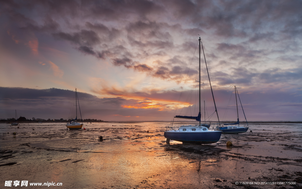 英国黑水河口区的黄昏