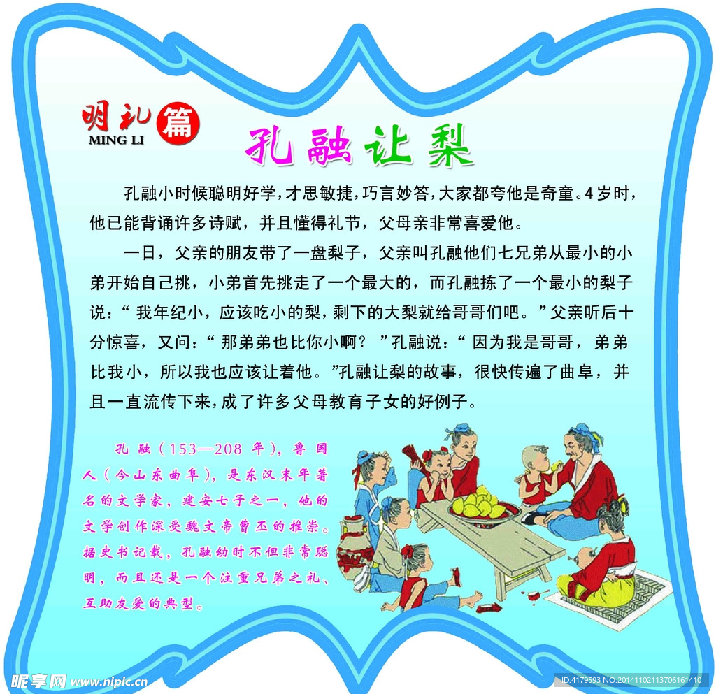 异形展板 孔融让梨