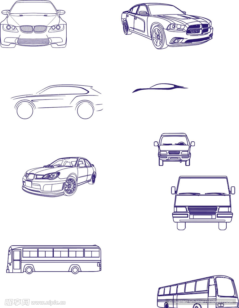 矢量线条汽车