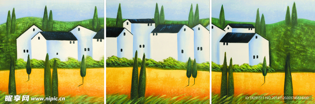 房屋风景油画无框画