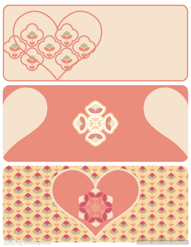 矢量爱心花朵背景