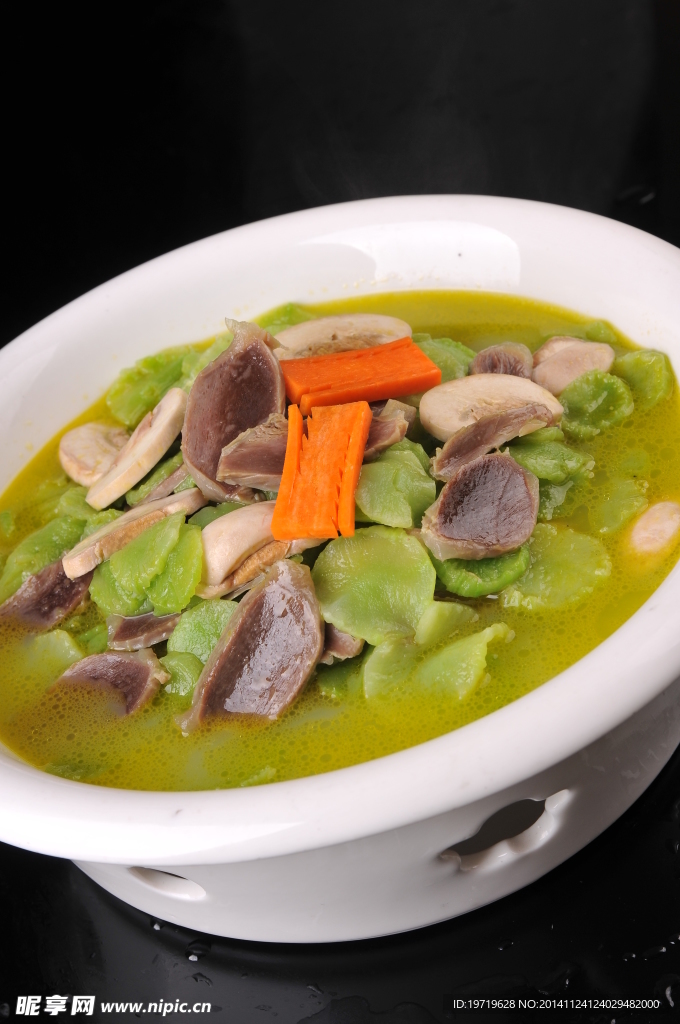 绿笋蘑菇炒鸭肫